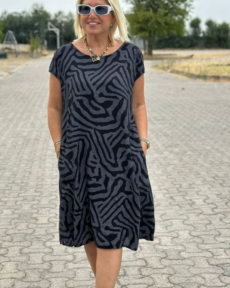 Nelia™ - Vestito estivo con scollatura rotonda e bella stampa