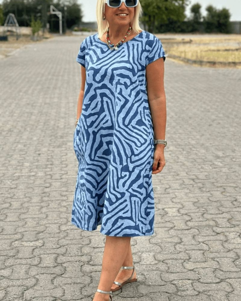Nelia™ - Vestito estivo con scollatura rotonda e bella stampa