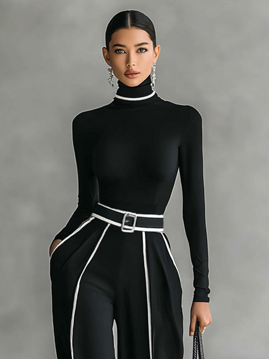 Elena | Completo 2 pezzi – Dolcevita & Pantaloni con cintura