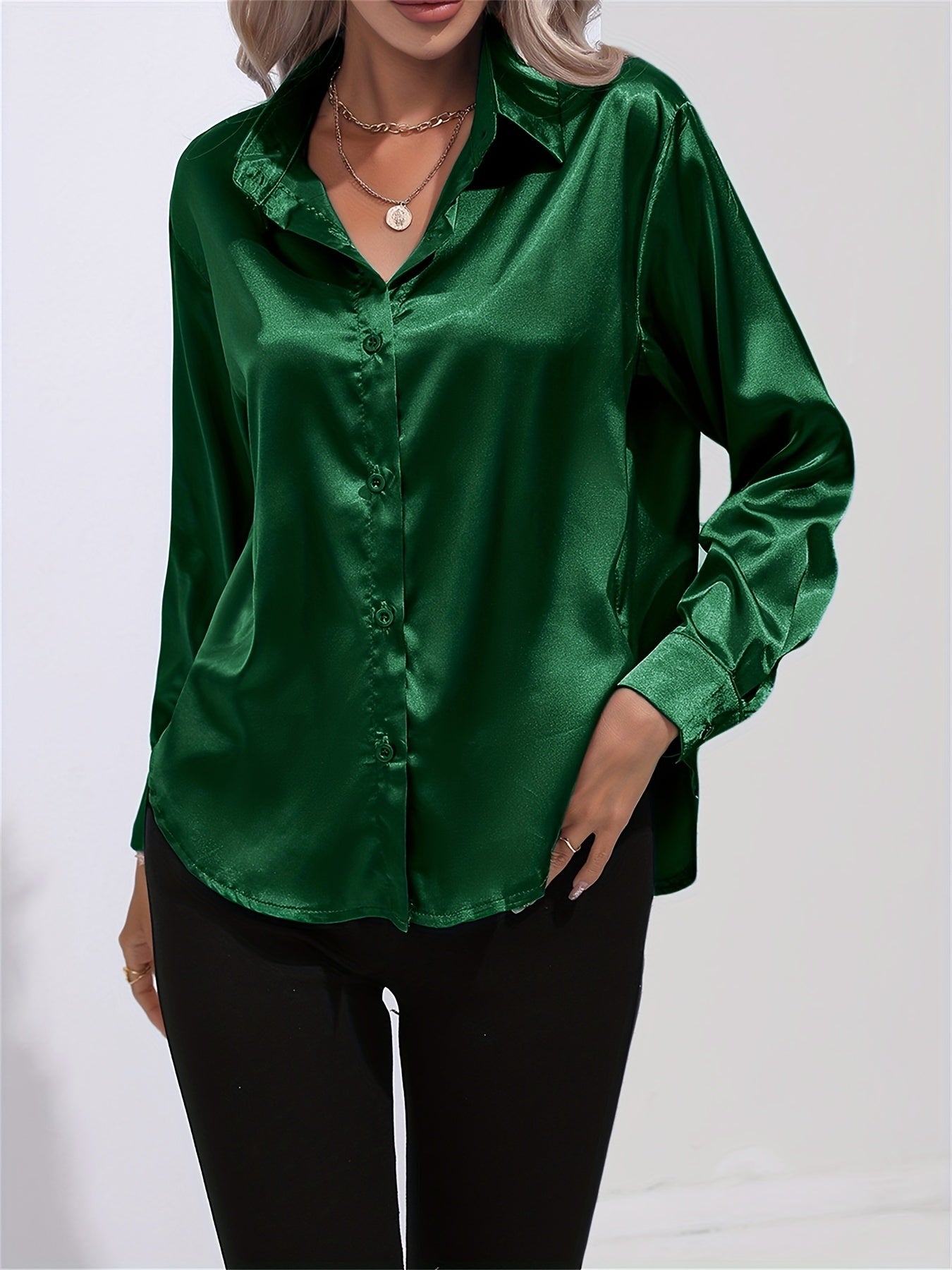 Bengina | Blusa Satinata Elegante con Maniche Lunghe
