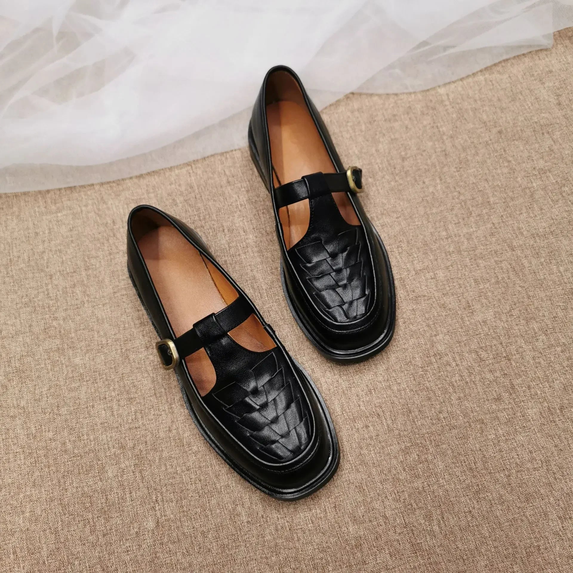 Lucia™ | Mary Jane in Pelle Intrecciata