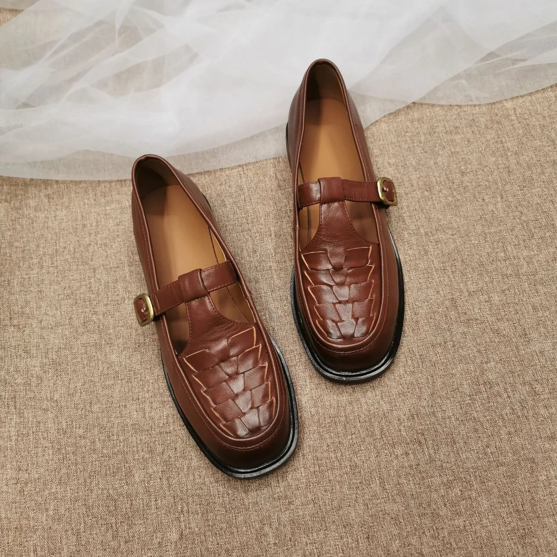 Lucia™ | Mary Jane in Pelle Intrecciata