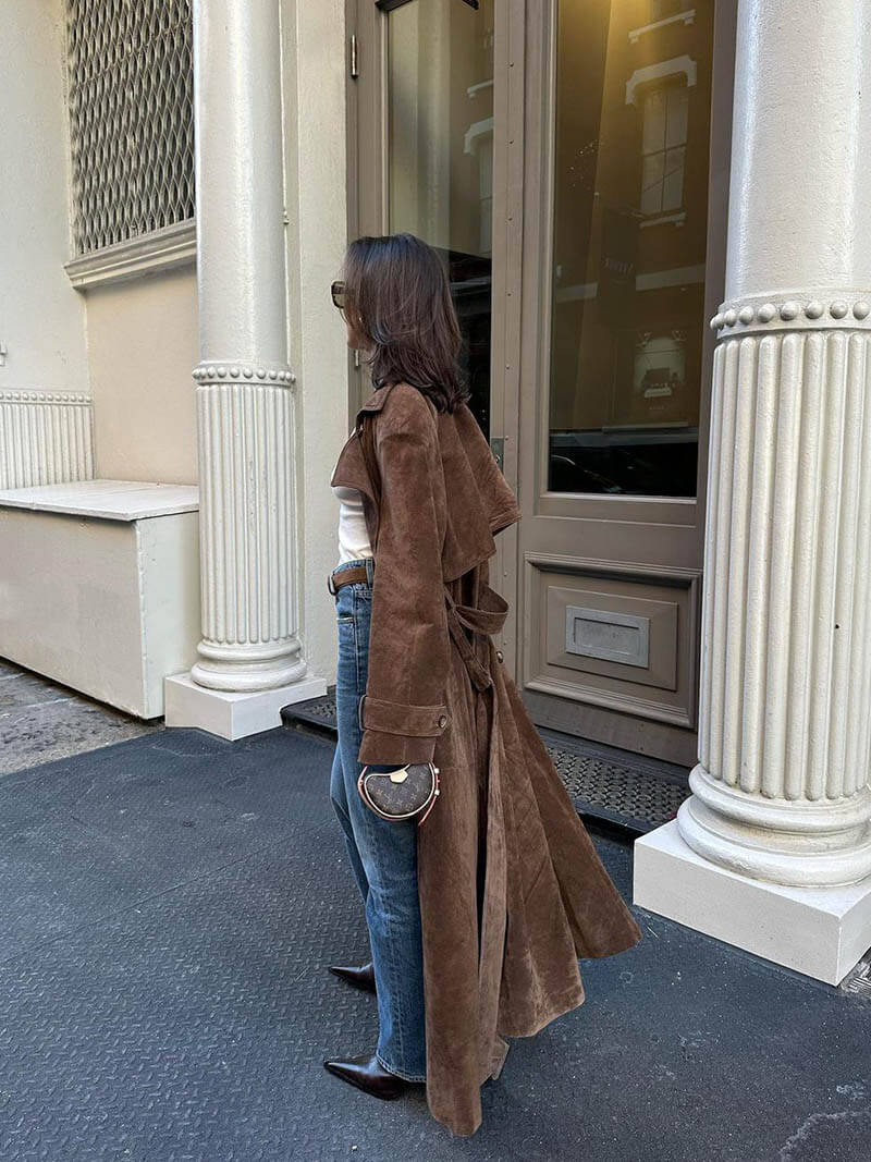 Molly trench coat in suede sintetico