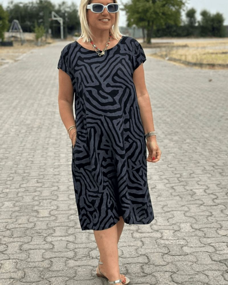 Nelia™ - Vestito estivo con scollatura rotonda e bella stampa