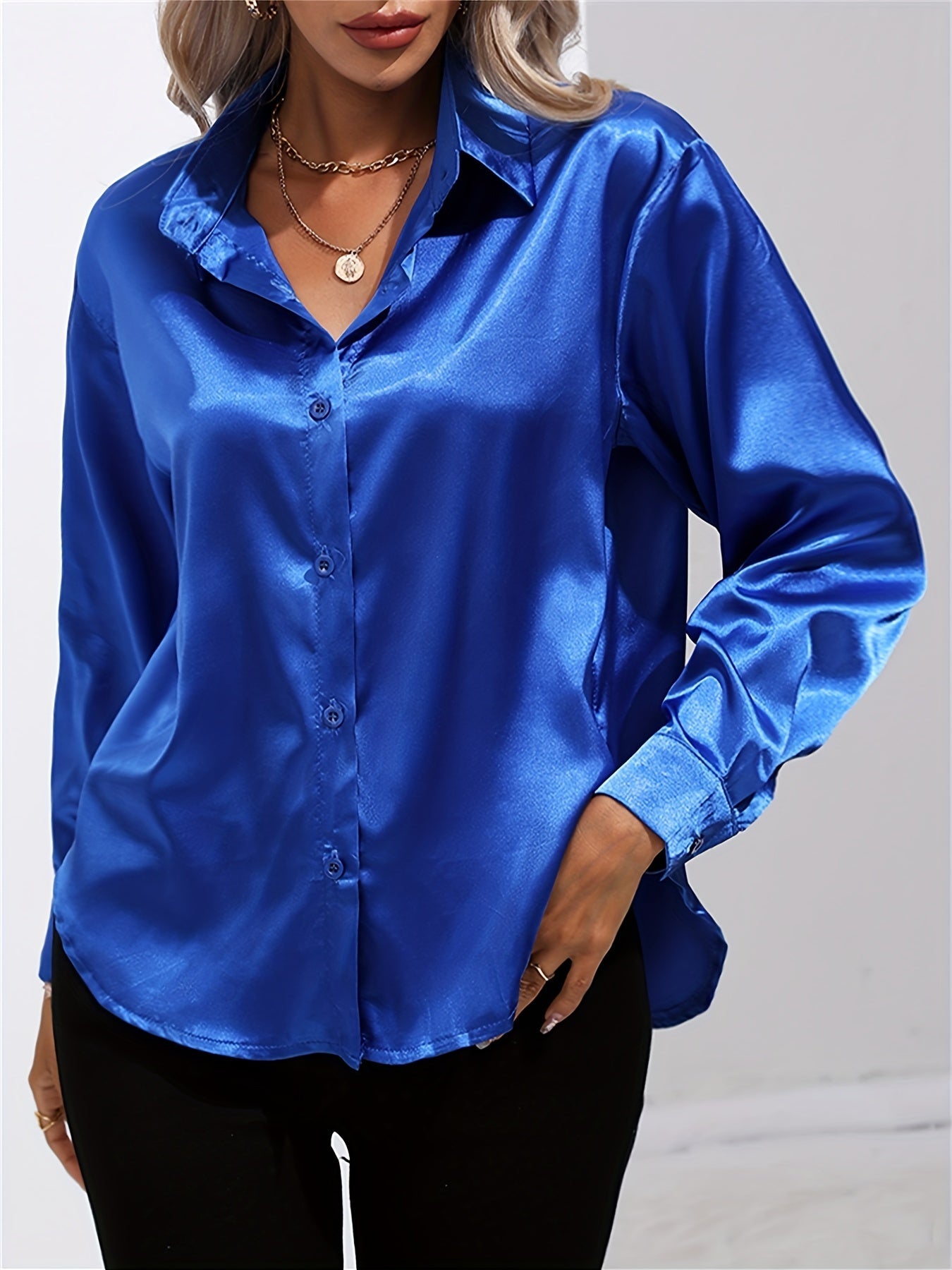 Bengina | Blusa Satinata Elegante con Maniche Lunghe