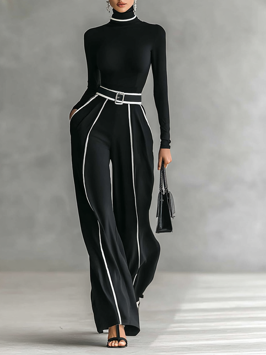 Elena | Completo 2 pezzi – Dolcevita & Pantaloni con cintura