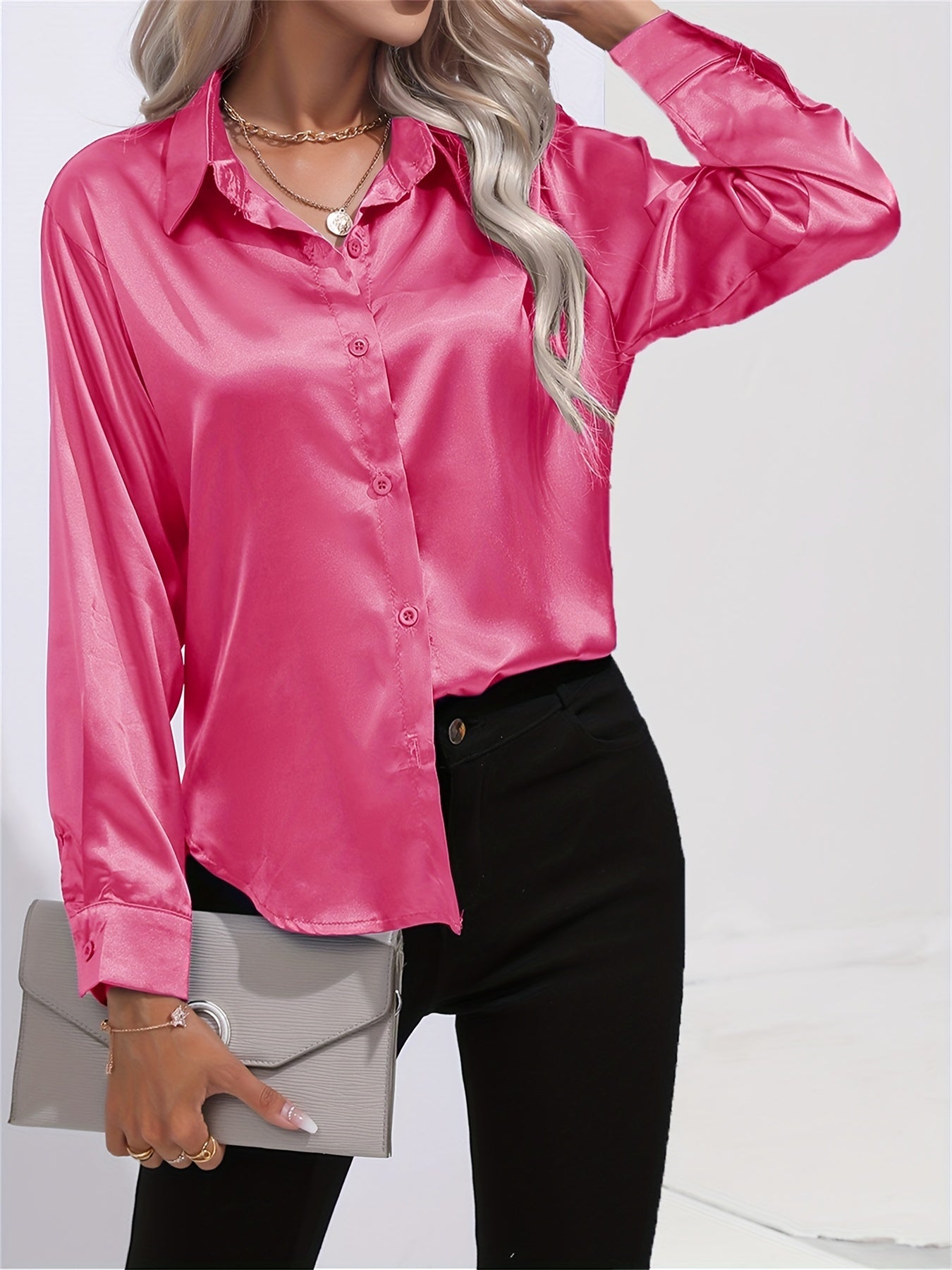 Bengina | Blusa Satinata Elegante con Maniche Lunghe