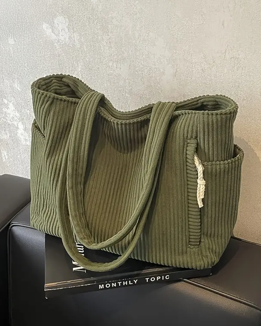 Tilda – Borsa a tracolla a coste con dettaglio in corda