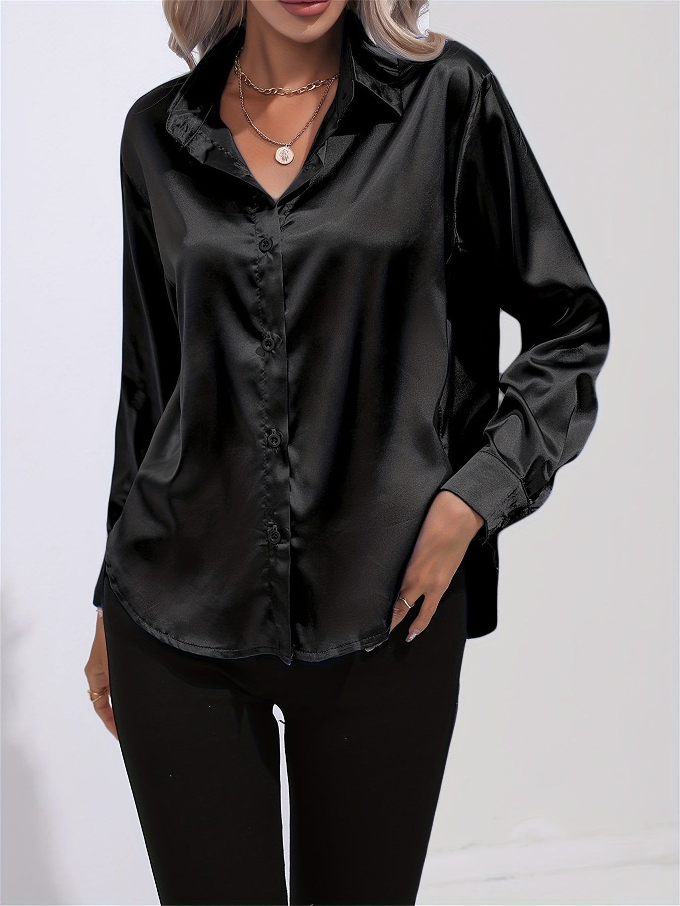 Bengina | Blusa Satinata Elegante con Maniche Lunghe