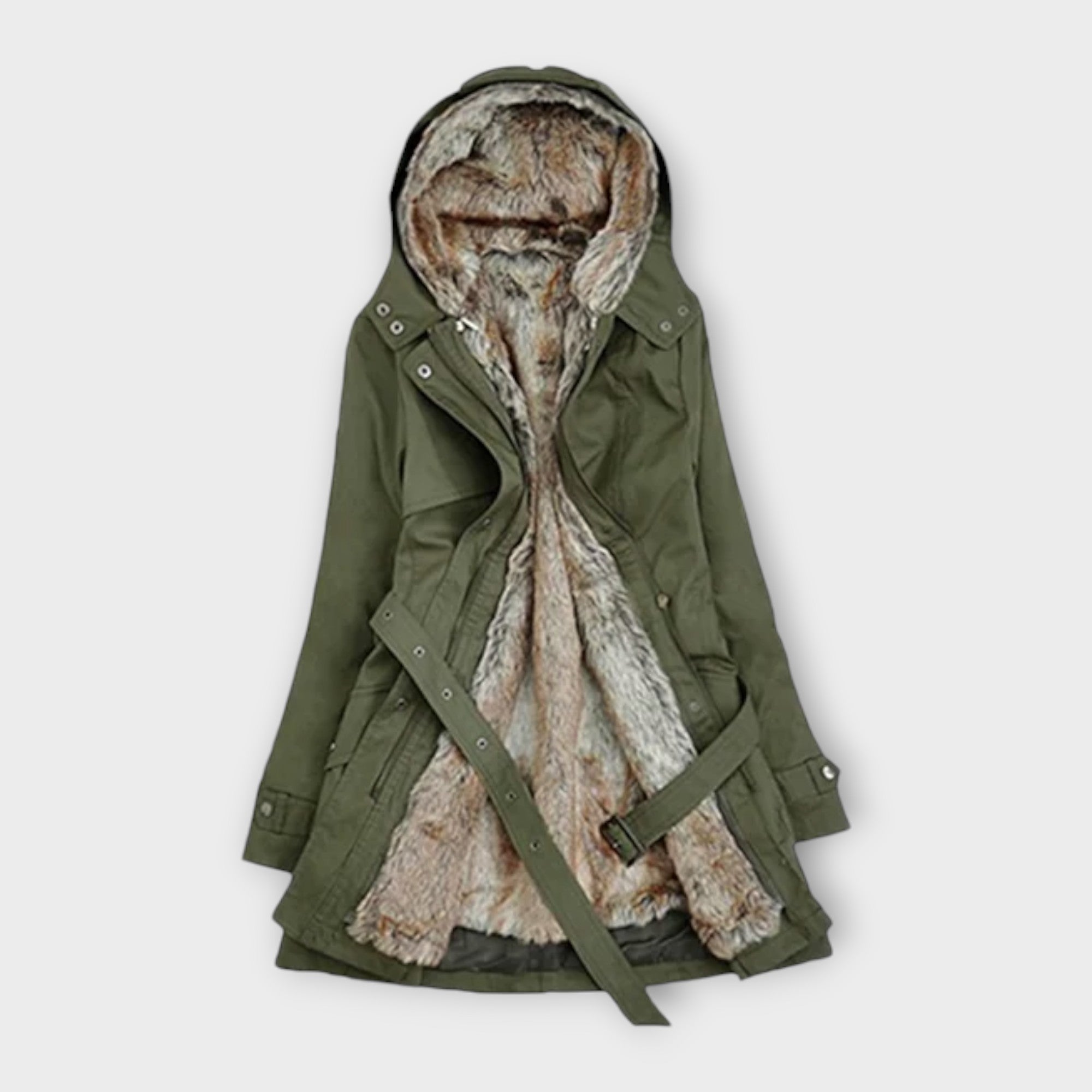 Mikash - Cappotto Accogliente Foderato in Pelliccia