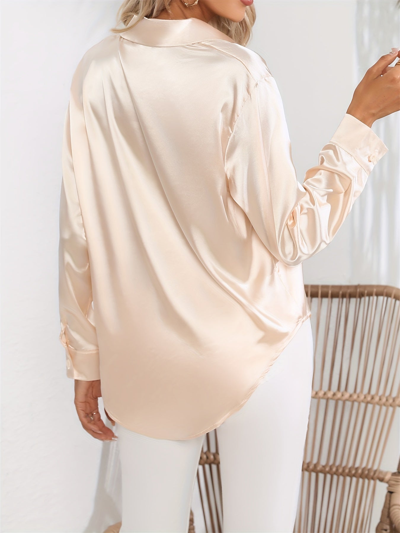 Bengina | Blusa Satinata Elegante con Maniche Lunghe