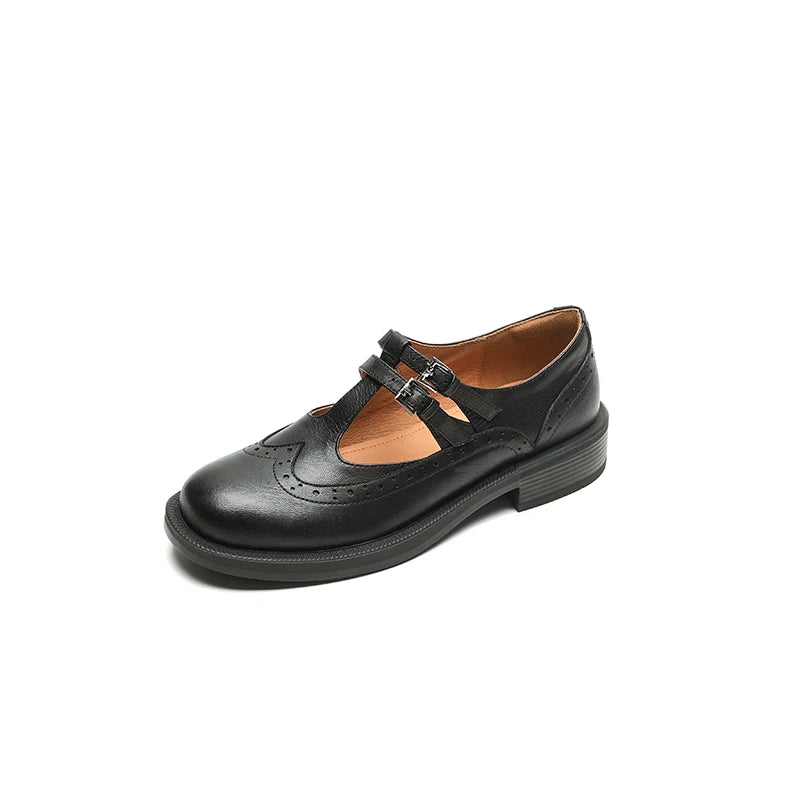 Chiara™ | Mary Jane Retrò in Pelle con Tacco Comodo