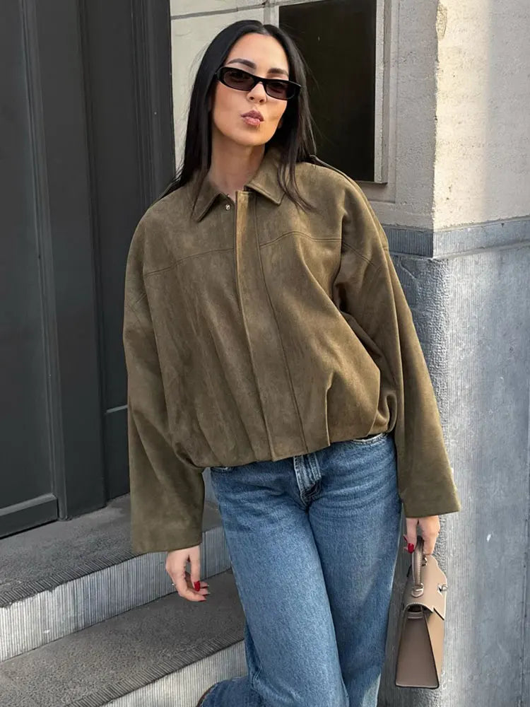 Giada™ | Giacca in Pelle Scamosciata Oversize