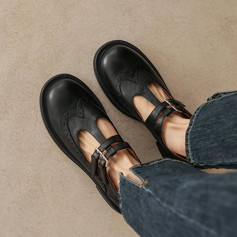 Chiara™ | Mary Jane Retrò in Pelle con Tacco Comodo