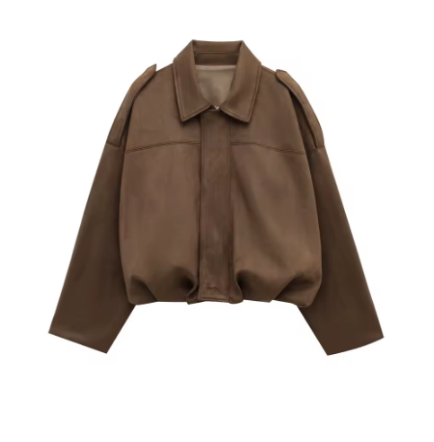 Giada™ | Giacca in Pelle Scamosciata Oversize