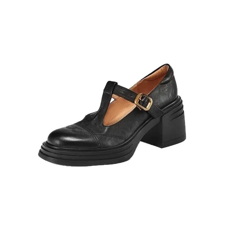 Bianca™ | Mary Jane in Pelle con Tacco Retrò