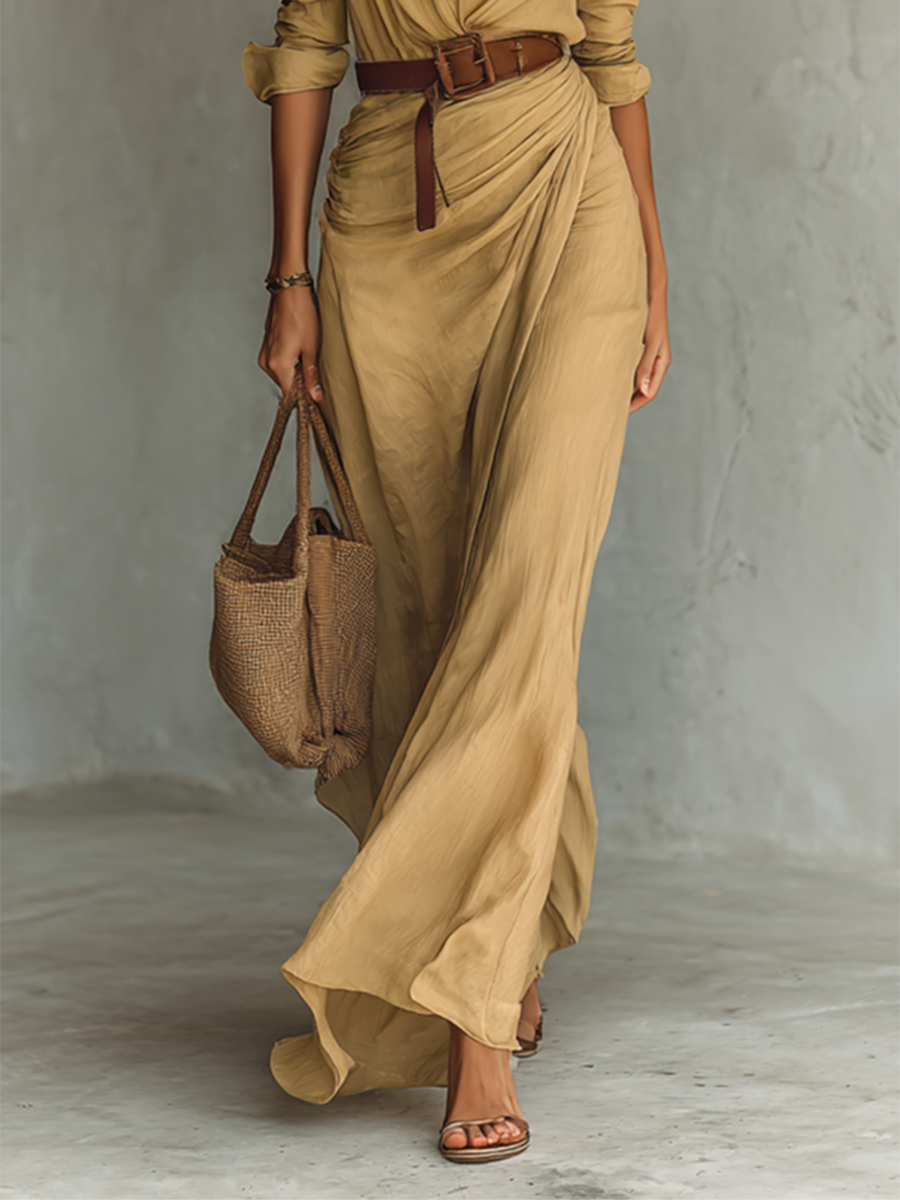 Senna | Abito Maxi Lungo con Collo a Revers