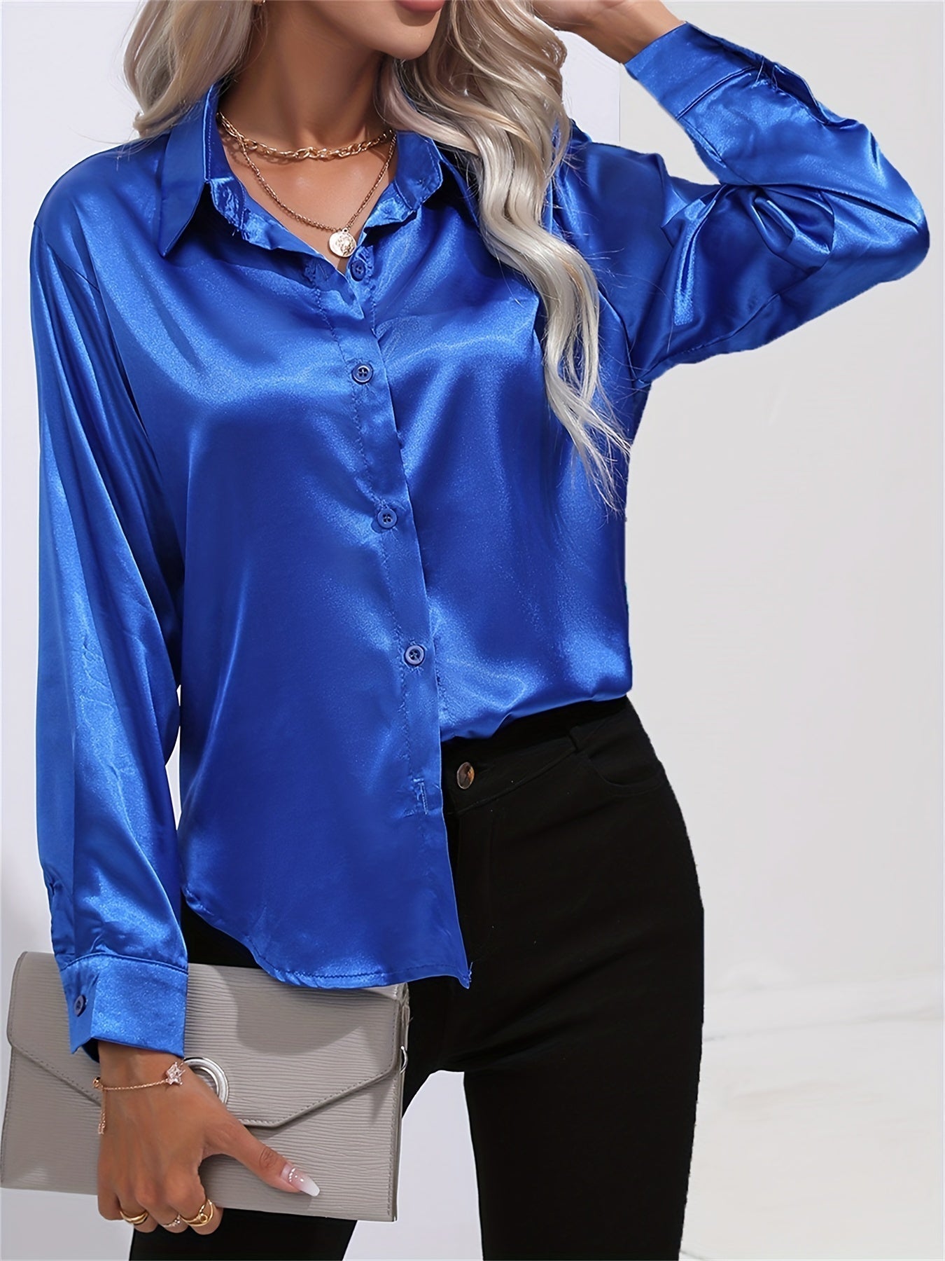 Bengina | Blusa Satinata Elegante con Maniche Lunghe