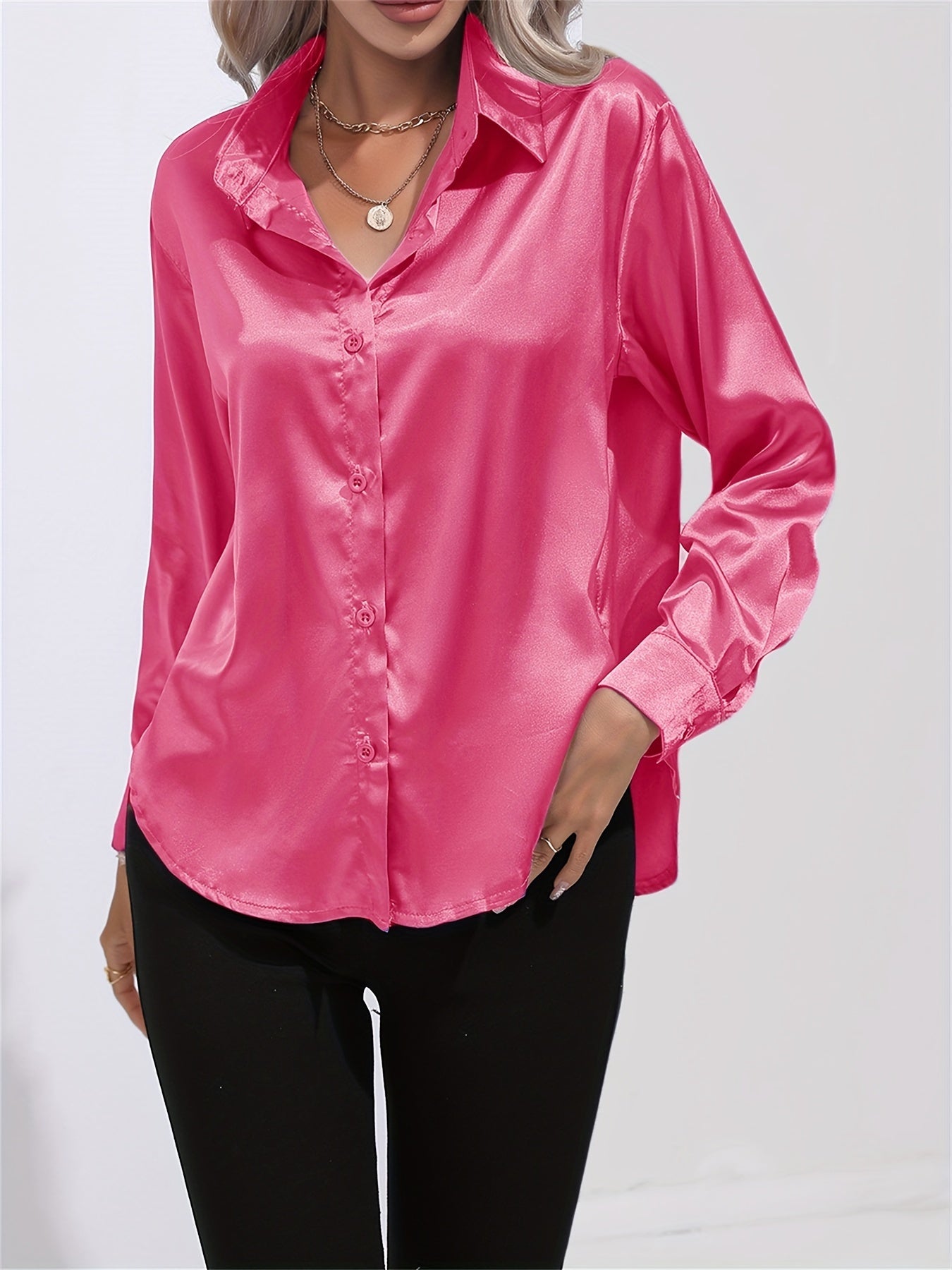 Bengina | Blusa Satinata Elegante con Maniche Lunghe