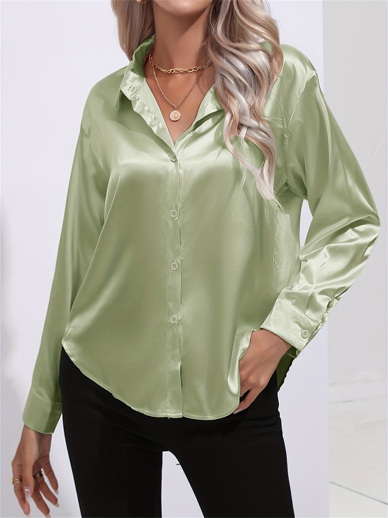 Bengina | Blusa Satinata Elegante con Maniche Lunghe