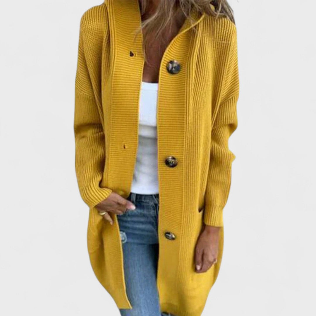 Adriana - Giacca lunga con cappuccio e bottoni